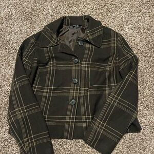 Briggs New York Black and Tan Plaid Blazer